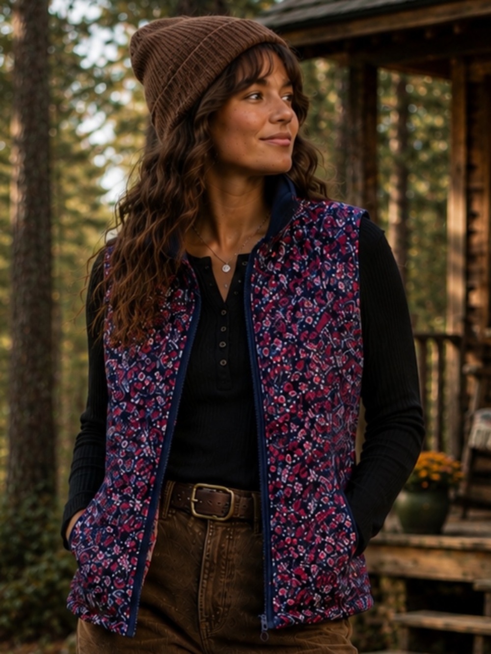 Northern Reflections Vintage Floral Quilted Vest Women’s